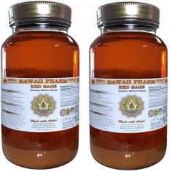 Red Sage Liquid Extract, Organic Red Sage (Salvia Miltiorrhiza) Tincture, Herbal Supplement, Hawaii Pharm, Made in USA, 2x32 fl.oz