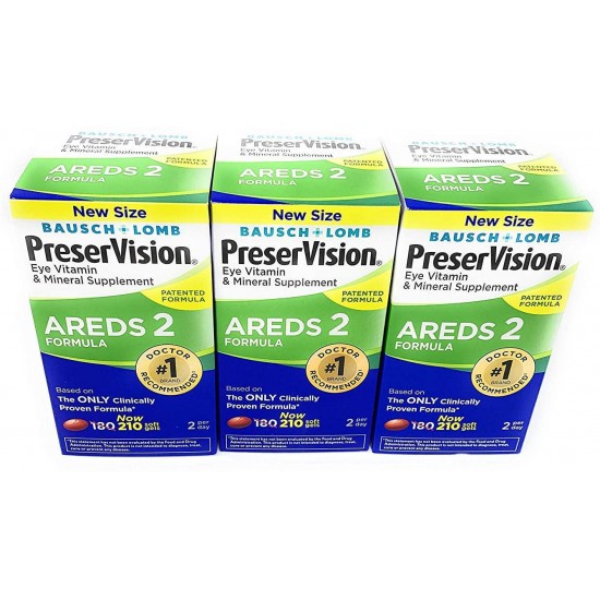 PreserVision AREDS 2 Eye Vitamin & Mineral Supplement with Lutein and Zeaxanthin, Soft Gels, 3 Pack (210ct Each) GHO#IER