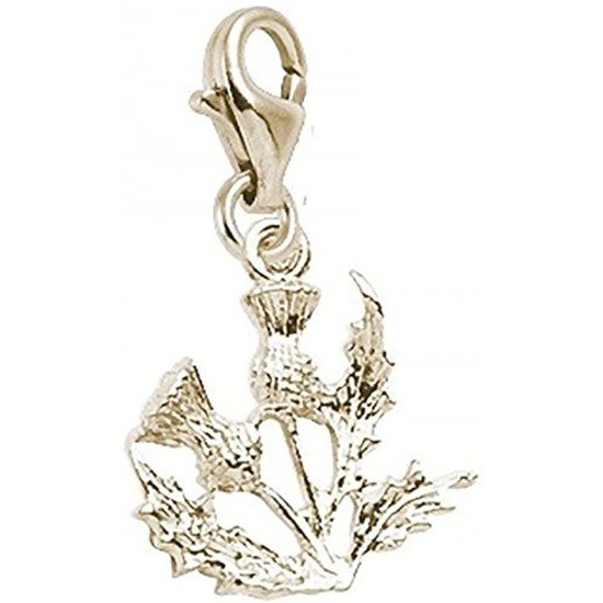 10k Yellow Gold Thistle Charm with Lobster Claw Clasp, Charms for Bracelets and Necklaces
