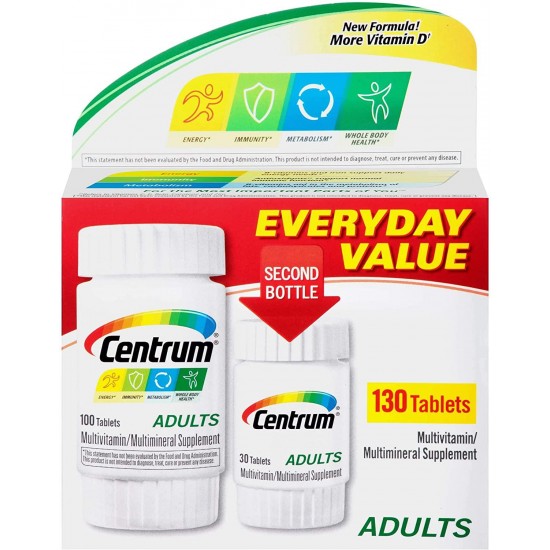 Centrum Adults Under 50 Multivitamin-0.57 oz, 130 ct Bottle - Case of 24