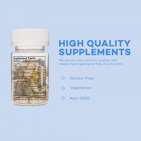 Premama Prenatal Vegan Vitamin Capsules DHA Iron Folate Fertility Support Vitamins Gluten Free Vegetarian Womens Daily Multivitamin Supplement Choline for Brain Development 28 Count(Pack of 9)
