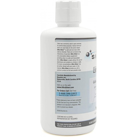 Ultra Silver® Colloidal Silver | 5,000 PPM, 32 Oz (946mL) | Mineral Supplement | True Colloidal Silver - 4 oz Dropper Bottle (Empty) Included for Dispensing!