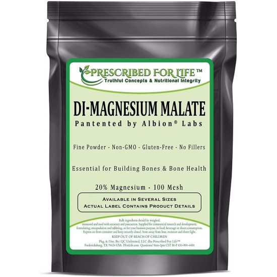 Prescribed for Life Magnesium - DiMagnesium Malate Powder - 20% Mg by Albion, 25 kg