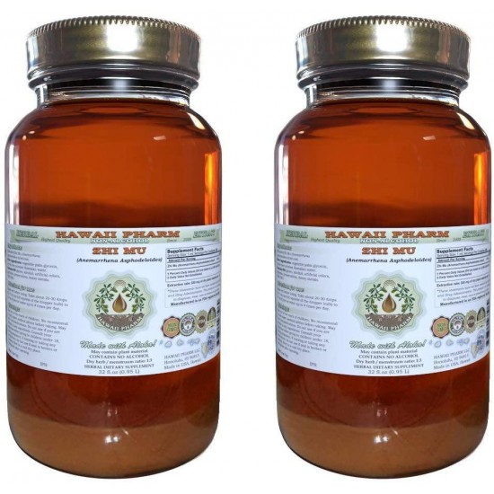 Zhi Mu Alcohol-Free Liquid Extract, Zhi Mu, Anemarrhena (Anemarrhena Asphodeloides) Root Glycerite Natural Herbal Supplement, Hawaii Pharm, USA 2x32 fl.oz