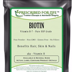 Prescribed for Life Biotin - Pure USP Grade Vitamin B-7 (Vitamin H) Powder, 2 oz (57 g)