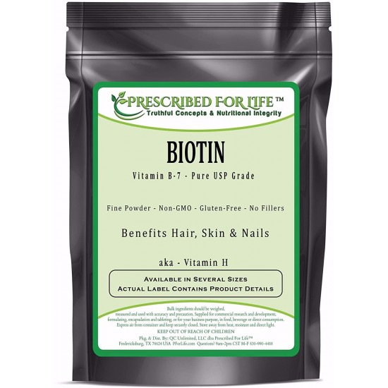 Prescribed for Life Biotin - Pure USP Grade Vitamin B-7 (Vitamin H) Powder, 2 oz (57 g)