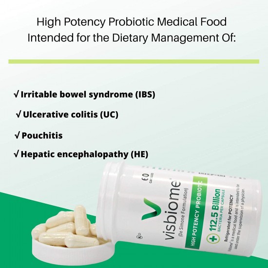 Visbiome® High Potency Probiotic 60 Capsules 112.5 Billion CFU - Shipped Cold in Recyclable Cooler with Temperature Monitor (4-Pack)
