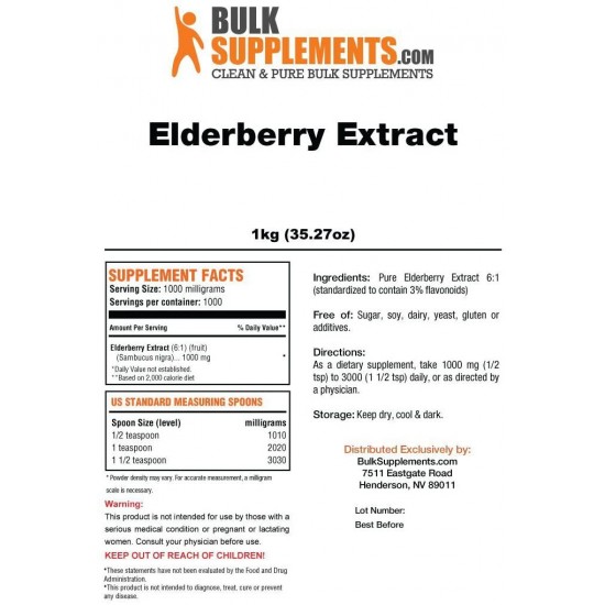 Bulksupplements Elderberry Extract Powder (5 kilograms)