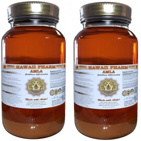 Amla Liquid Extract, Organic Amla (Emblica Officinalis) Tincture Supplement 2x32 oz Unfiltered