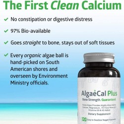 AlgaeCal Plus – Plant-Based Calcium Supplement with Magnesium, Boron, Vitamin K2 + D3 | Increase Bone Strength | All Natural Ingredients | Highly Absorbable | 120 Veggie Capsules per Bottle (6 Pack)