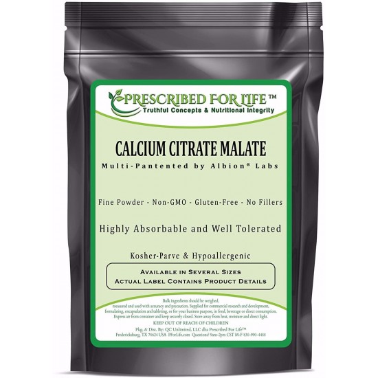 Prescribed for Life Calcium Citrate Malate - 20% Calcium USP Chelate Powder by Albion, 25 kg