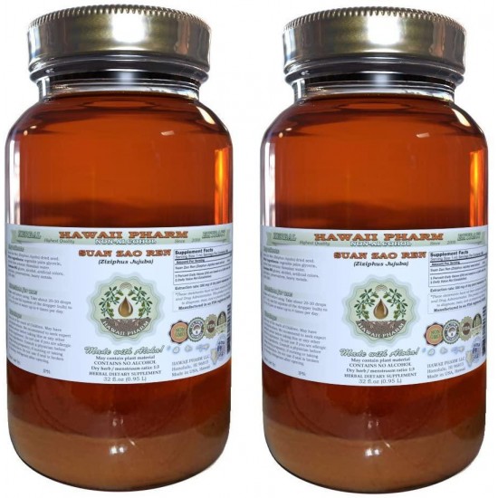 Suan Zao Ren (Ziziphus Jujuba) Glycerite, Organic Dried Seeds Alcohol-Free Liquid Extract, Chinese Date, Glycerite Herbal Supplement 2 oz Unfiltered