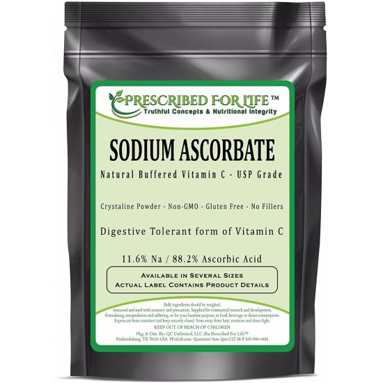 Prescribed for Life Sodium Ascorbate - Natural USP Buffered Vitamin C Powder - Ascorbic Acid, 25 kg