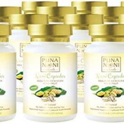Puna Noni Naturals -100% Pure Hawaiian Noni Fruit Powder Capsules 100ct Bottle (12-100ct Bottles))