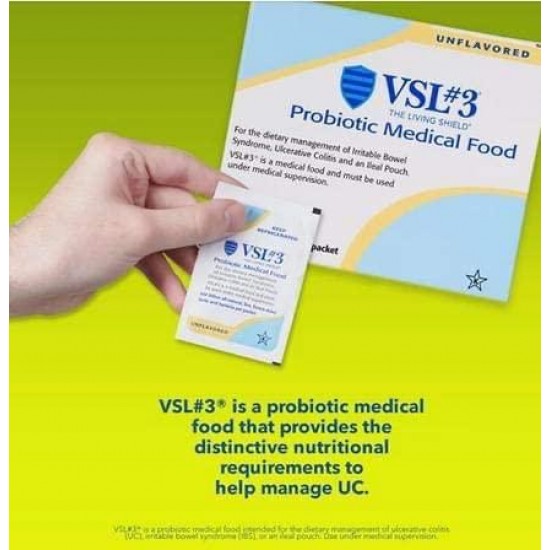 VSL#3, Powder Probiotic Medical Food for Dietary Management of Ulcerative Colitis (UC), High-Dose and High-Potency Refrigerated Probiotic Powder with 450 Billion CFUs, 2 Boxes