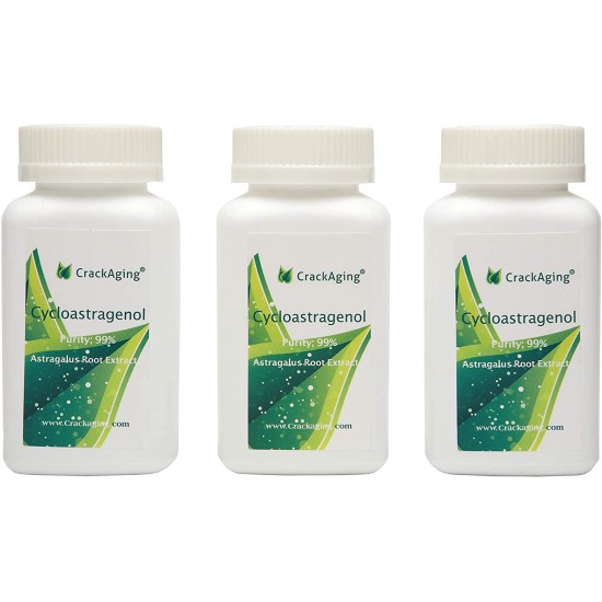 Crackaging Super-Absorption Cycloastragenol 98% (25mg/Cap, 180 Caps in 3 Bottles)