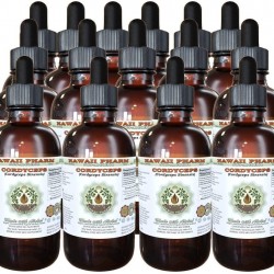 Cordyceps Alcohol-Free Liquid Extract, Cordyceps (Cordyceps Sinensis) Mushroom Glycerite Hawaii Pharm Natural Herbal Supplement 15x4 oz