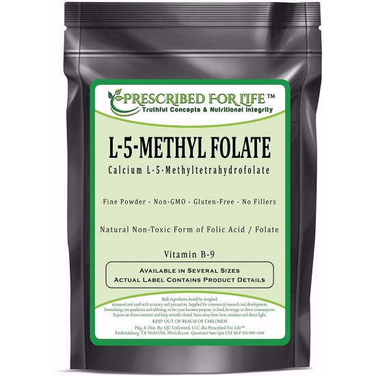 Prescribed for Life MethylFolate (L) - Natural 5-MethylTetraHydroFolate Vitamin B-9 Pure Folic Acid Powder, 2 oz (57 g)