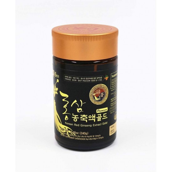 GeumHong Korean Panax Red Ginseng Extract Gold Premium 100% 6-Year Roots Only (240G) - Highly Potent, Enhance Immunity, Mental Performance, Stamina & Energy, Men & Women
