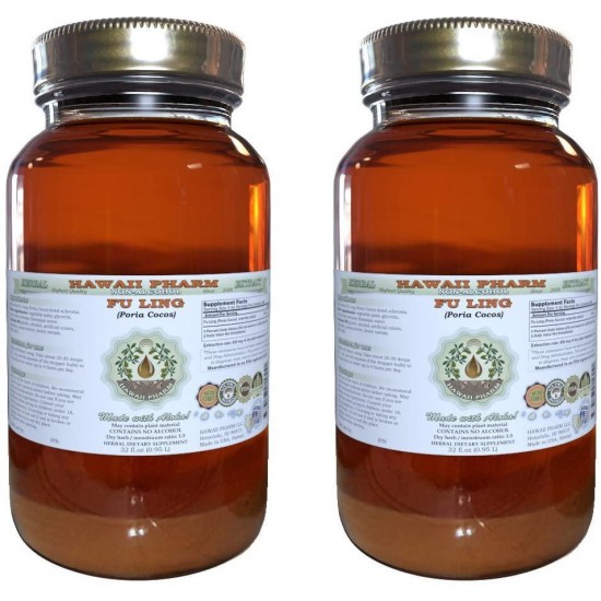 Fu Ling Alcohol-Free Liquid Extract, Fu Ling, Poria (Poria Cocos) Sclerotia Glycerite Herbal Supplement 2x32 oz Unfiltered