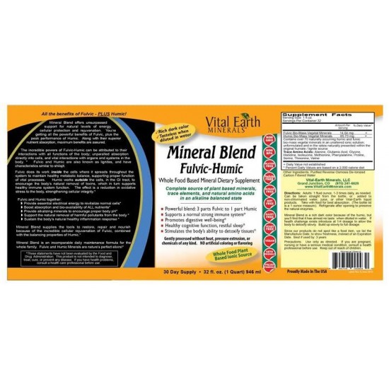 Mineral Blend Fulvic-Humic - Vegan Liquid Ionic Trace Mineral Multimineral Supplement - Almost Tasteless - Whole Food Plant-Based Ionic Minerals by Vital Earth Minerals (8)