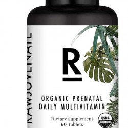 Rawjuvenate Usda Organic Prenatal Multivitamin - Highest Digestibility & Absorption for Healthy Pregnancy, 60Count
