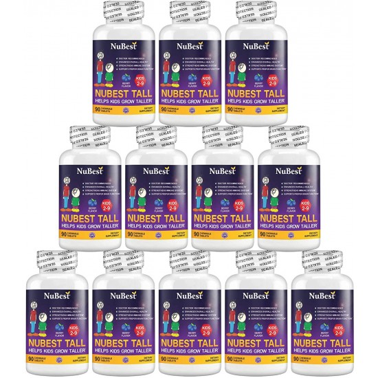 NuBest Tall Kids - Helps Kids Grow Taller from 2 to 9 Years Old with Multivitamins and Multi-Minerals - Berry Flavor - Doctor Recommended - 90 Chewable Tablets (Pack of 12)
