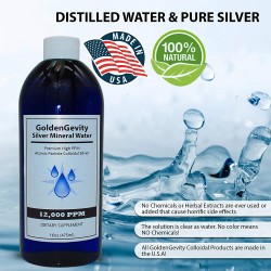 12000 PPM Atomic Particle Colloidal Silver - Trace Mineral Colloidal Silver - Pure Mineral Supplement - High PPM Colloidal Silver Smaller Particles, Better Results (16 oz)
