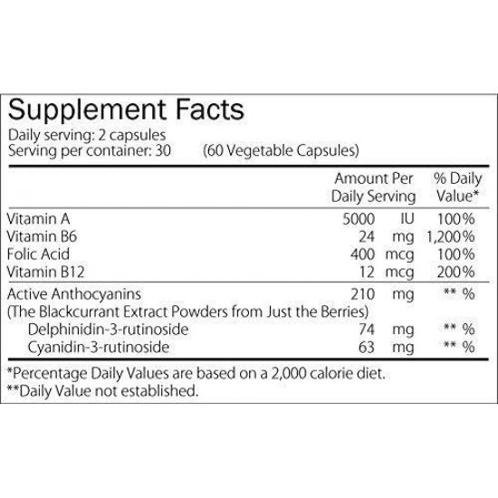 Vision Smart Supreme - Superior Eye Supplement New Zealand Blackcurrant Anthocyanins with VA, V6, Folic Acid & B12 Proprietary Formula from Just The Berries PD | Product of USA (Pack of 6) …