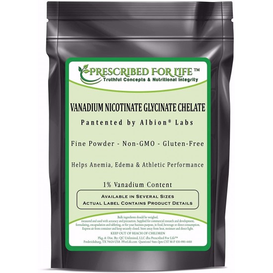 Prescribed for Life Vanadium Nicotinate Glycinate Chelate Powder - 1% V - by Albion, 5 kg