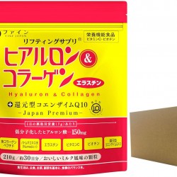 FINE Japan Hyaluronic & Collagen + Ubiquinol (210g x Approx. 30 Servings x 12-Packs Set) Vinyl Bag Type