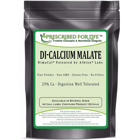 Prescribed for Life Calcium - Pure DiCalcium Malate Powder - 29% Ca - DimaCal (R) by Albion, 25 kg