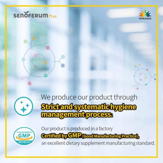 Senoferum Plus, Zinc, Dietary Supplement to Improve Immune System Supports Cell Division and Growth, Antioxidant, DNA Formation [500mg x 90 Capsules (45g)]
