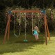 JOYMOR Custom DIY Swing Set Hardware Kit with Mounting Hardware , Include 2 Swing Seat and 1 Climbing Rope(Wood not Included)