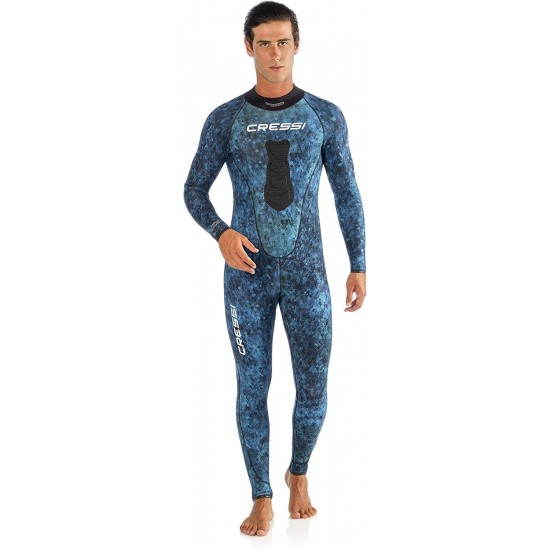 Cressi Camouflage Wetsuit for Spearfishing - Loading Pad, Knee Protection, Mimetic Pattern - Blue & Green Hunter 2.5 & 3.5 mm