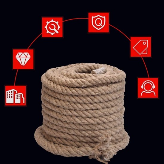 Gym Climbing Ropes with Clip for Training, Fitness, Strengthen Muscle Power, Battle, Exercise, Jute Fishing Rope Braid Rope,38mm6m