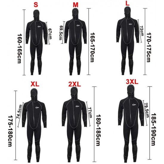 Ultra Stretch 5Mm Neoprene Wetsuit, Winter Warm Front Zip Full Body Diving Suit for Men Women-Snorkeling Scuba Diving Swimming Surfing