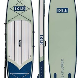 ISLE Explorer Inflatable Stand Up Paddle Board & iSUP Bundle Accessory Pack — Durable, Lightweight with Stable Wide Stance — 300 Pound Capacity, 11'6