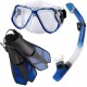 HRXS Snorkeling Suits, Goggles and Flippers Adult Snorkeling mask, All Dry Breathing Tube Diving Equipment Snorkeling Three-Piece,Blue,L/XL