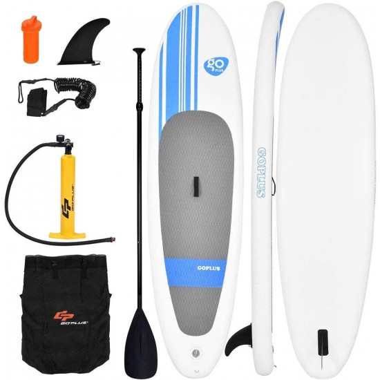 Goplus 10ft Inflatable Stand Up Paddle Board SUP with Safe Leash Adjustable Paddle Carry Backpack and Premium Accessories for Youth and Adults