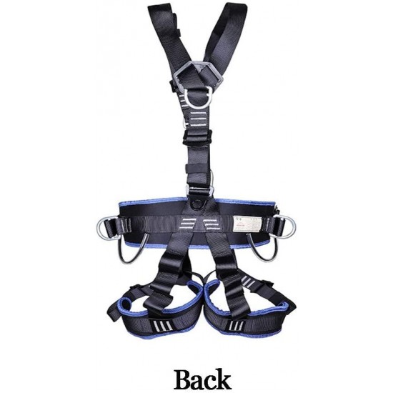 xgfqb Safety Climbing Harness, Safety Full Body Harness with 5 Point Adjustment, Back Padded, Chest, Back/Side D-Rings, Mountaineering Rock Climbing Rappelling Equip