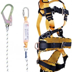 xgfqb Climbing Harness, 5 Point Safety Fall Arrest Harness, Rappelling Equip, with D-Rings Buffer Rope, Mountaineering Outward Band, Expanding Training, Caving Rock Climbing, Universal