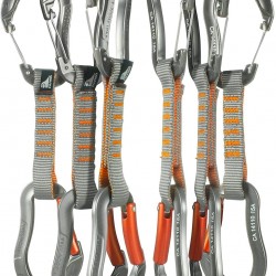 Fusion Climb 6-Pack 11cm Quickdraw Set with Techno Zoom Gray Wire Gate Carabiner/Techno Zoom Orange Bent Gate Carabiner