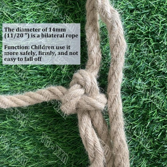 Jute 14mm Rope,climbing Cargo Net Hemp Rope Child Outdoor Climbing Safety Netting Swing Protection Net Tree House Handrail Fence Protect for Kids Heavy Duty Jungle Dock Guardrail Obstacle Nets