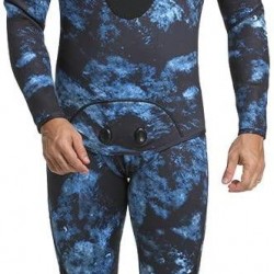 MonkeyJack Mens 3mm Full Body Two Piece Wetsuits for Scuba Diving, Snorkeling, Swimming, Spearfishing & Freediving, Blue Camouflage