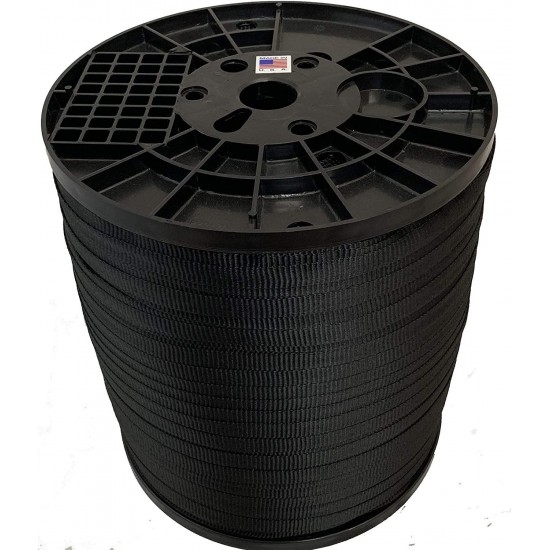Cajun Pull Line - 5/8 Inch Black - 1,500 lb. - Pull Tape - Polyester Pulling Tape - Made in USA