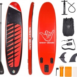 WAVEY BOARD Inflatable Stand Up Paddle Board SUP Board Surfboard ISUP Strong Layer PVC with Adjustable Paddle