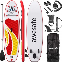 awesafe Inflatable Stand Up Paddle Board with Premium SUP/ISUP Accessories Including Backpack, Bottom Fin for Paddling, Paddle, Non-Slip Deck, Hand Pump, Leash