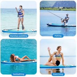 TUSY Inflatable Stand Up Paddle Board with SUP Accessories Travel Backpack 10', Non-Slip Deck Adjustable Paddles, Leash and Fin for Paddling Surf Boat