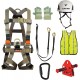 Fusion Climb Pro Backyard Zip Line Kit Harness Lanyard Trolley Carabiner Helmet Vest Glove Bundle FK-A-HLTCHVG-36